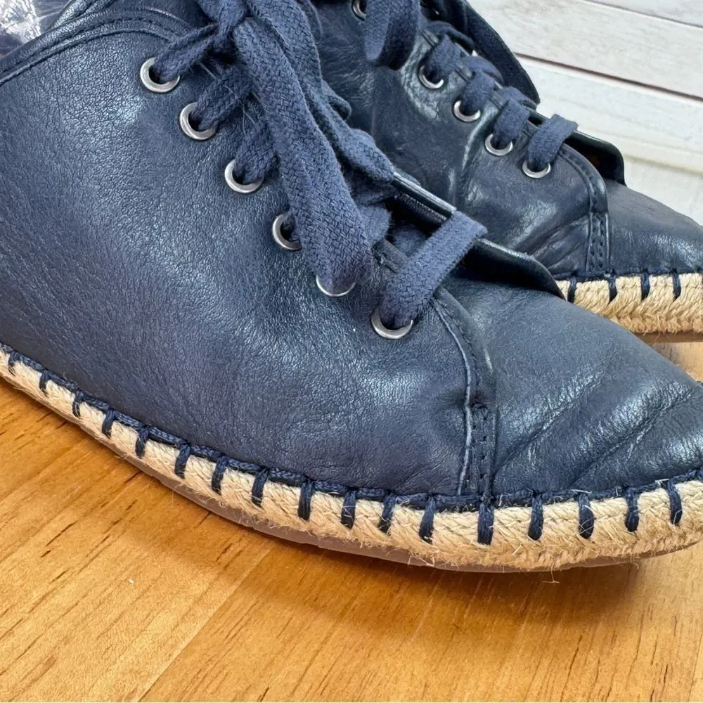 Patricia Nash Emiliana Lace Up‎ Leather Espadrille Sneakers Navy Blue 7